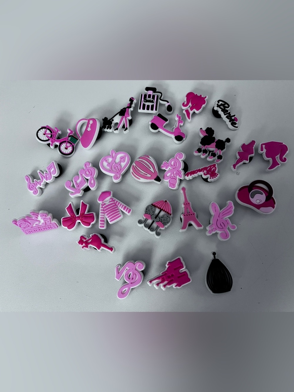 Kids Barbie Pink Decorative Shoe Charms  27 Assorted Fashion Icons